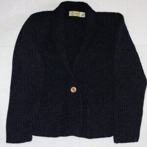 Vintage L.L. Bean Women's Cardigan Black Sweater Large 100% Wool